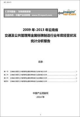 2009-2013年云南省交通及公共管理用金屬標牌制造行業(yè)經(jīng)營狀況分析年報